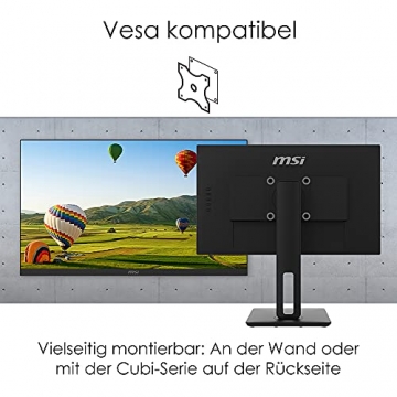 MSI PRO MP271QPDE 69cm (27 Zoll) IPS LED Monitor (16:9, WQHD (2560x1440), HDMI, DisplayPort, Verstellbar, Anti-Glare Display, Weniger Blaulicht, Rahmenlos) - 9